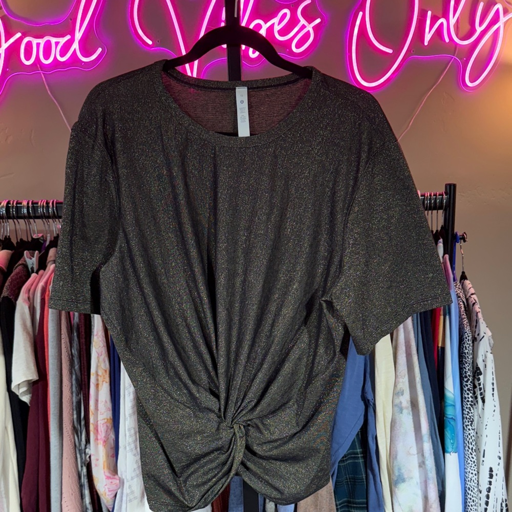 lululemon Black Shimmer Knot Tee NWOT